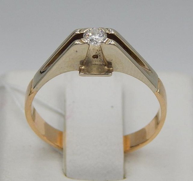 Кольцо из красного и белого золота с бриллиантом (-ми) (32202946) 0