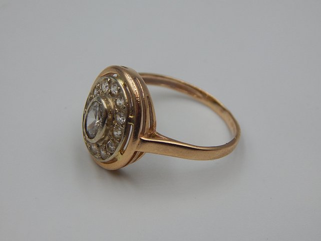 Кольцо из красного и белого золота с цирконием (33683720) 2