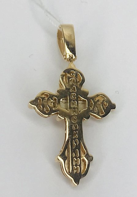 Підвіс-хрест з червоного та білого золота з цирконієм (33672502) 4