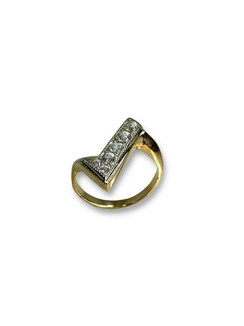 Кольцо из красного и белого золота с цирконием (31845085) 1
