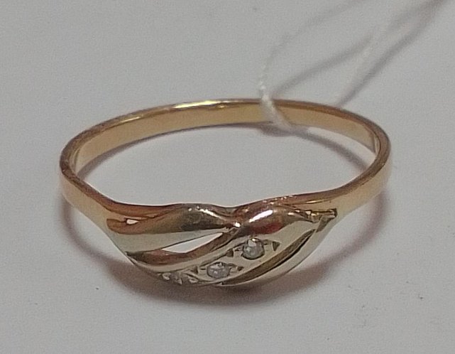 Кольцо из красного и белого золота с цирконием (32599423) 1
