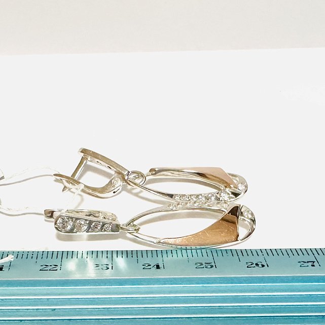 Срібні сережки з позолотою та цирконієм (32351050) 3