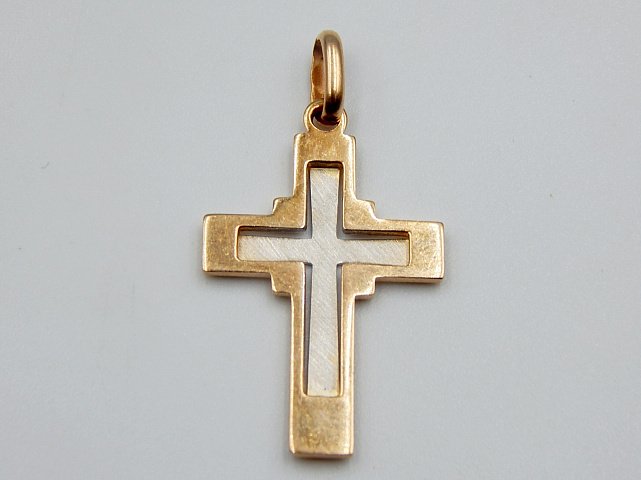 Підвіс-хрест з червоного та білого золота (32568189) 3