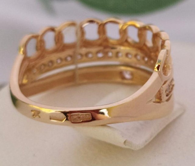 Кольцо из красного золота с цирконием (31955231) 1