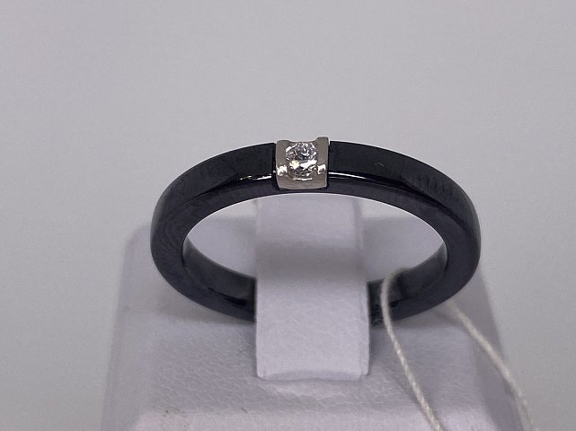 Серебряное кольцо с керамикой и циркоинем (29644563) 0