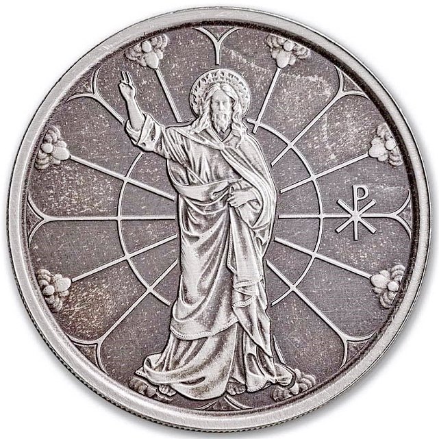 Серебряная монета 1oz Свет Христа 2 тала 2022 Самоа (Antique) (29360750) 6
