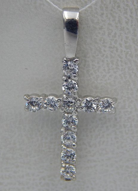 Срібний підвіс-хрест із цирконієм (30532808) 0