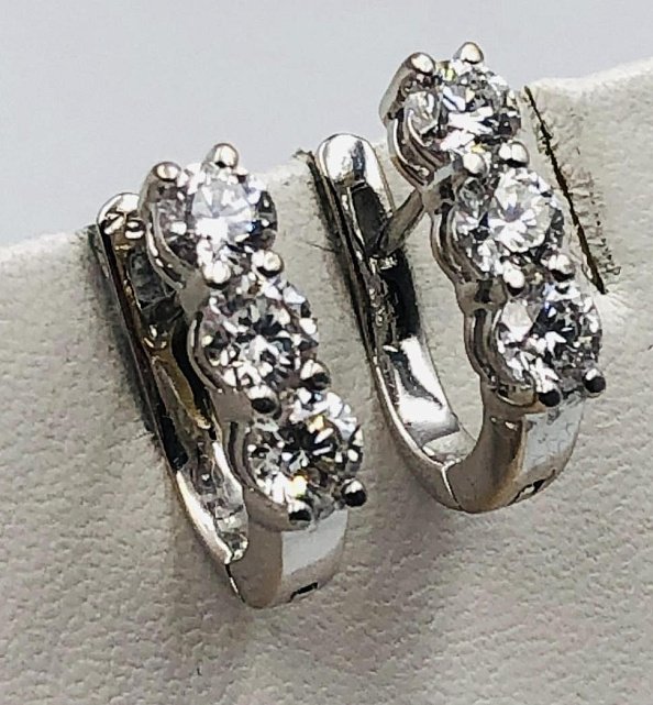 Сережки з білого золота з діамантом (-ми) (33616202) 1
