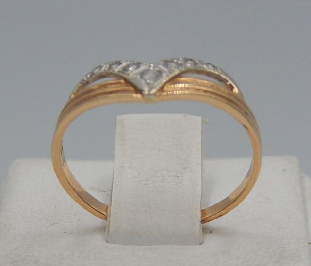 Кольцо из красного и белого золота с цирконием (32376234) 1
