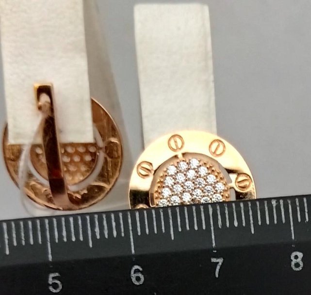 Серьги из красного золота с цирконием (31980099) 2