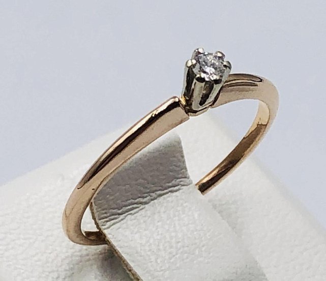 Кольцо из красного и белого золота с бриллиантом (-ми) (33792618)  0