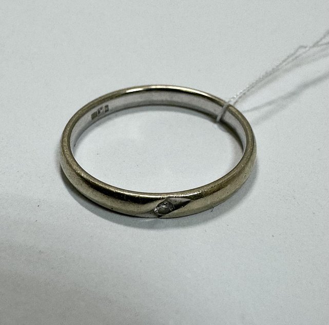 Обручальное кольцо из белого золота с бриллиантом (-ми) (33620182) 2
