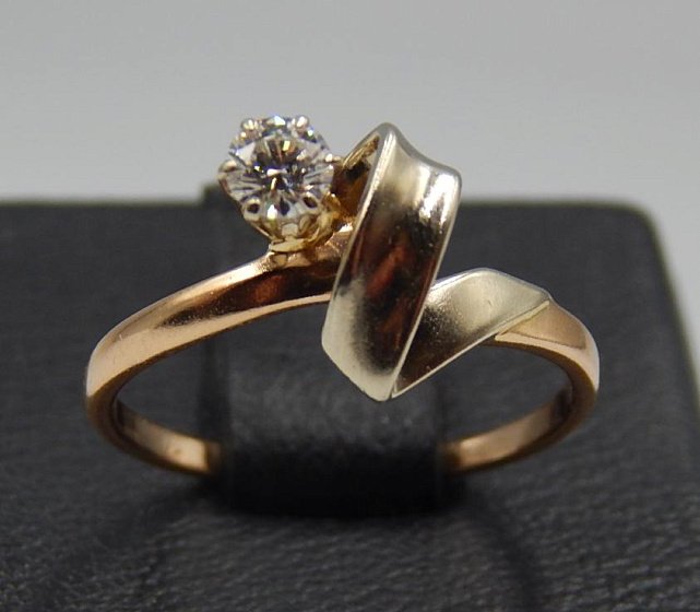 Кольцо из красного и белого золота с бриллиантом (-ми) (31559079) 0