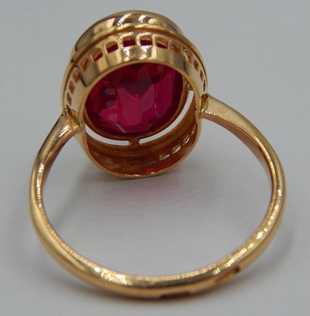 Кольцо из красного золота с корундом (29355588) 5