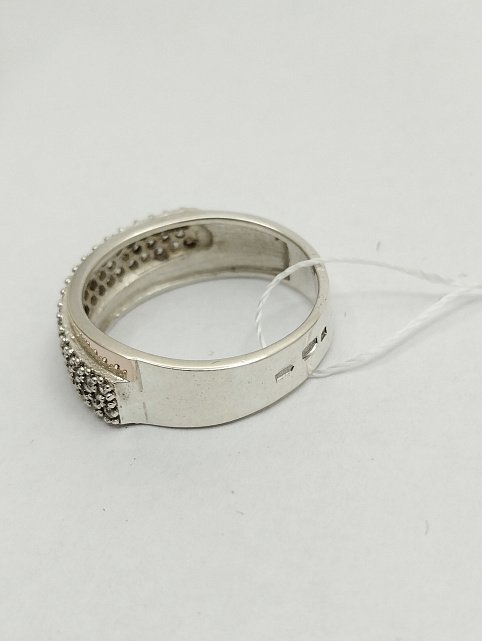 Серебряное кольцо с золотой вставкой и цирконием (33298874) 2