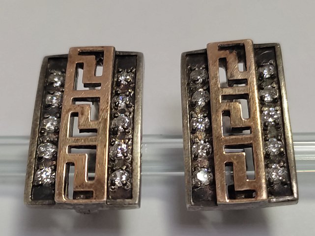 Серебряные серьги с позолотой и цирконием (33751012) 0