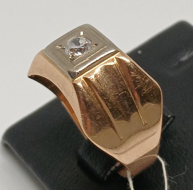 Перстень из красного и белого золота с цирконием (33657305)  3
