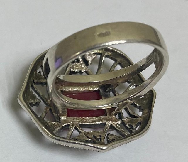 Серебряное кольцо с сардониксом и цирконием (33339167) 4