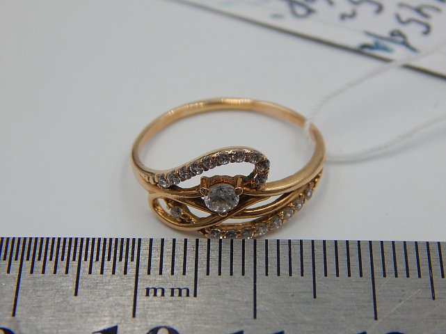 Кольцо из красного золота с цирконием (32257726) 6