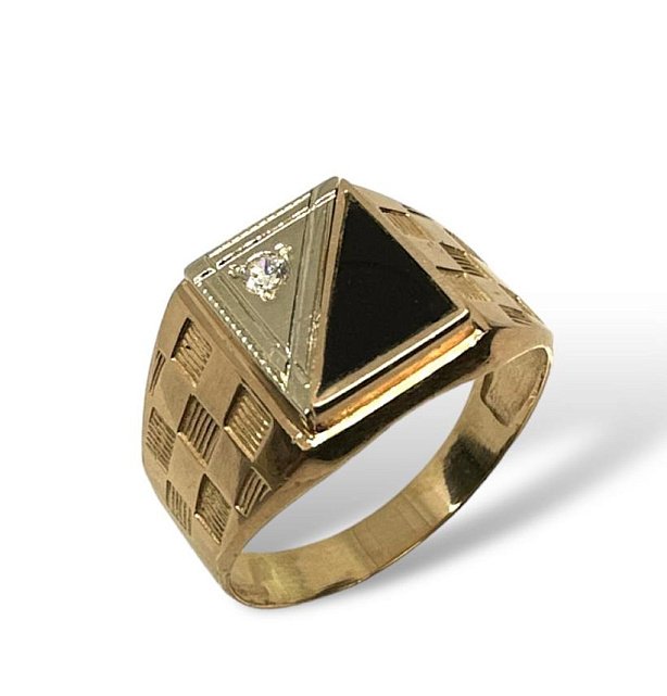 Перстень из красного и белого золота с эмалью и цирконием (33746140) 2