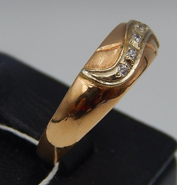 Кольцо из красного и белого золота с цирконием (33670280)  2