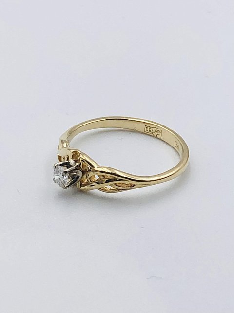Кольцо из желтого и белого золота с бриллиантом (-ми) (33615936) 1