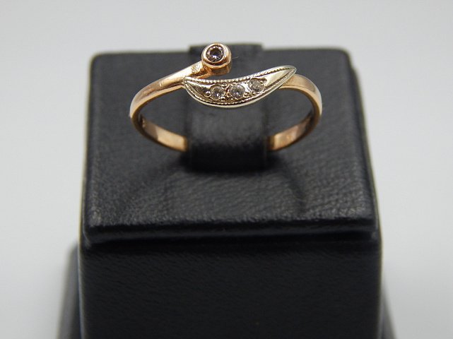Кольцо из красного и желтого золота с цирконием (31945349) 1