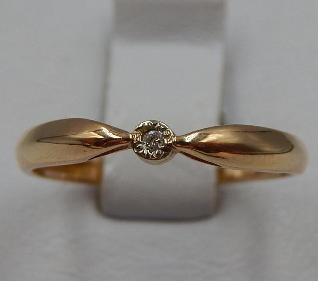 Кольцо из красного золота с бриллиантом (-ми) (32199997) 0