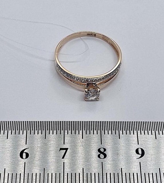 Кольцо из красного и белого золота с цирконием (31872611) 3