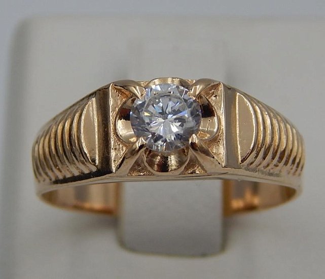 Перстень из красного золота с цирконием (28938445) 1