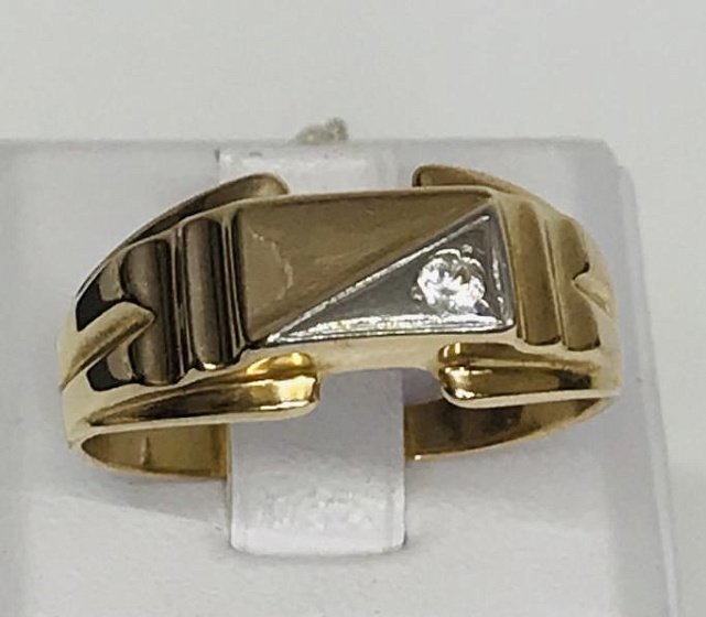 Перстень із червоного та білого золота з цирконієм (28799085) 0