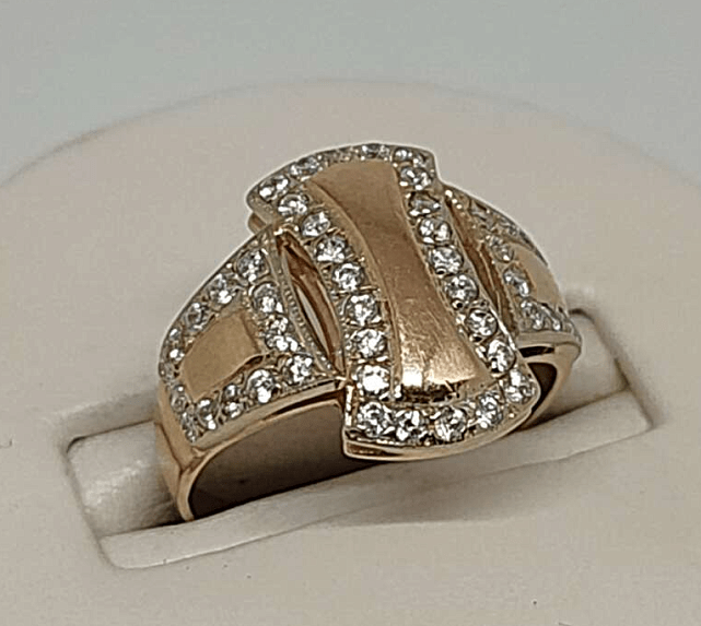 Кольцо из красного и белого золота с цирконием (31374127) 0