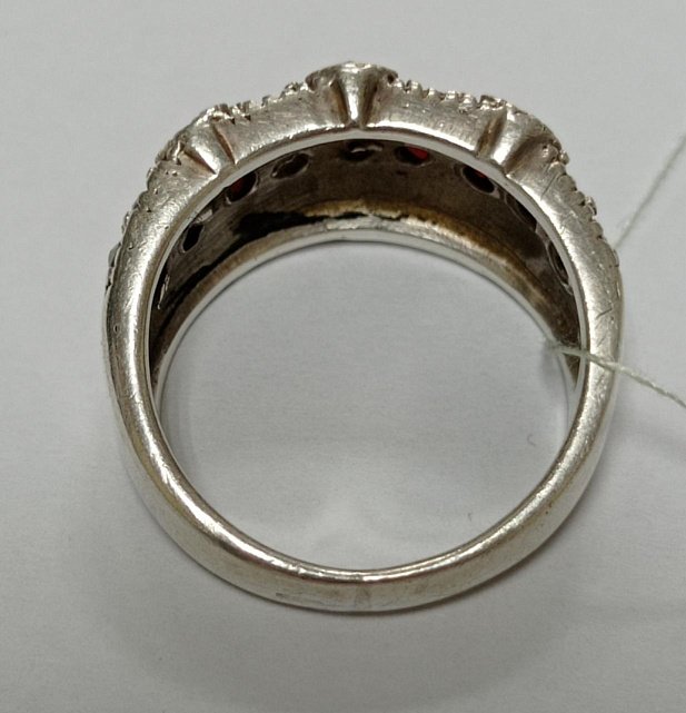 Серебряное кольцо с рубином и цирконием (33730896) 2
