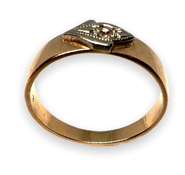 Кольцо из красного и белого золота с цирконием (28897390) 1
