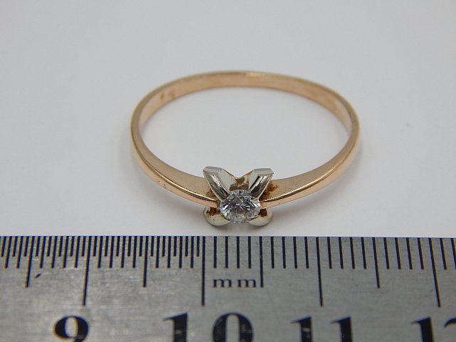 Кольцо из красного и белого золота с бриллиантом (-ми) (31188799) 4