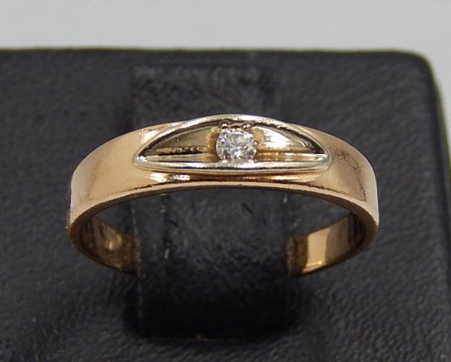 Кольцо из красного и белого золота с бриллиантом (-ми) (31645647) 0