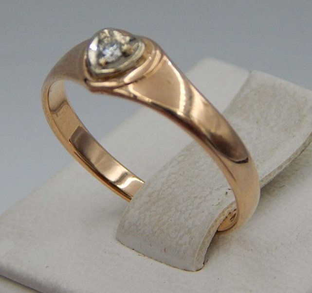 Кольцо из красного и белого золота с бриллиантом (-ми) (30718741) 1