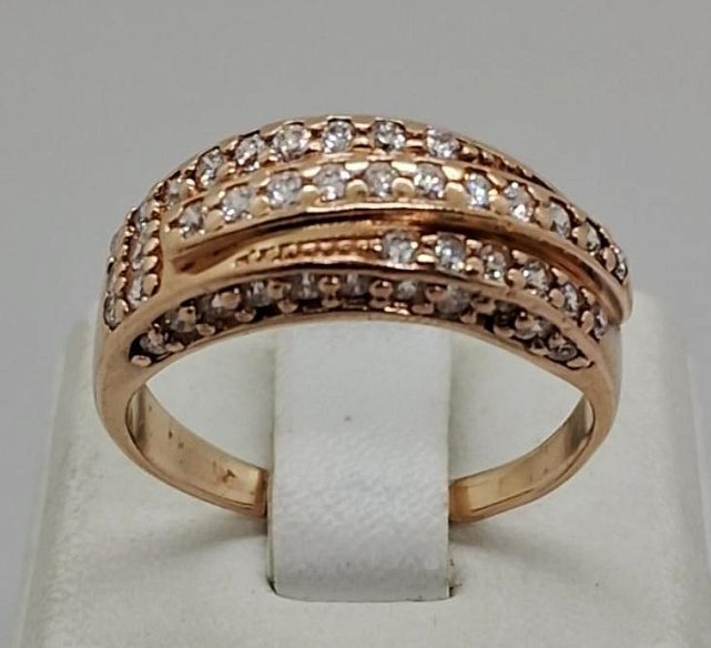 Кольцо из красного золота с цирконием (33822196) 0