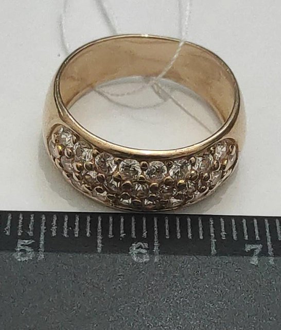 Кольцо из красного золота с цирконием (32270521) 6