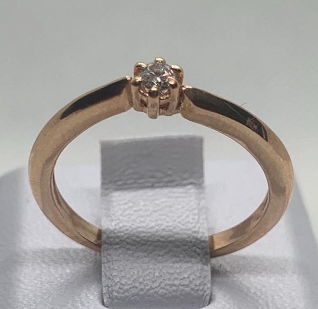 Кольцо из красного золота с бриллиантом (-ми) (31541232) 0