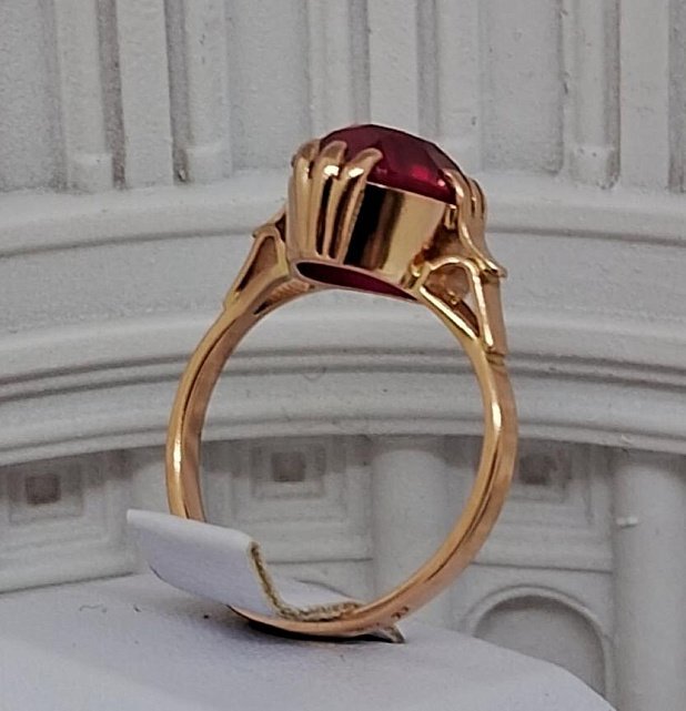 Кольцо из красного золота с корундом (32290077) 2
