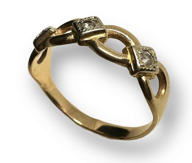 Кольцо из красного и белого золота с цирконием (29999368)  1