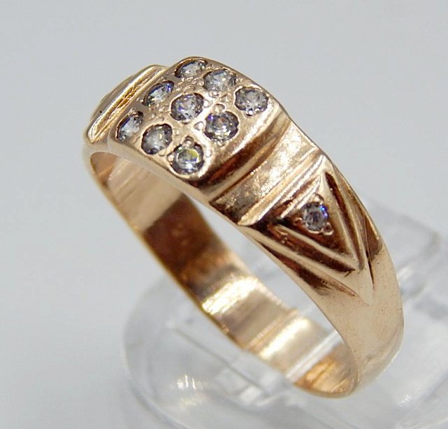 Кольцо из красного золота с цирконием (33661787) 1