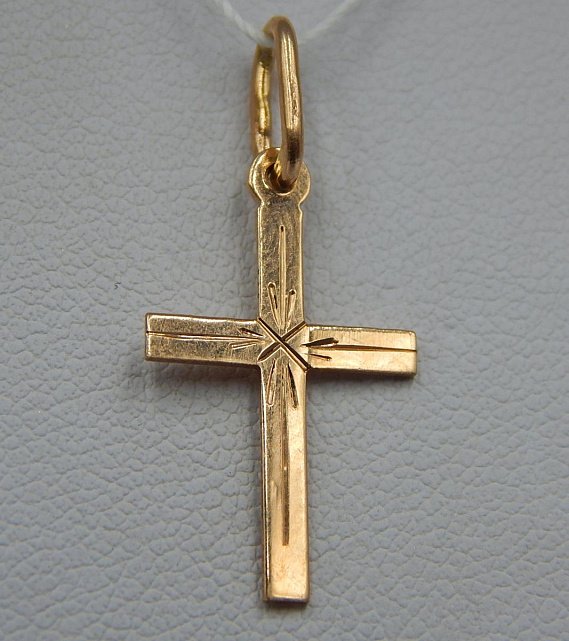 Подвес-крест из красного золота (33647140)  0