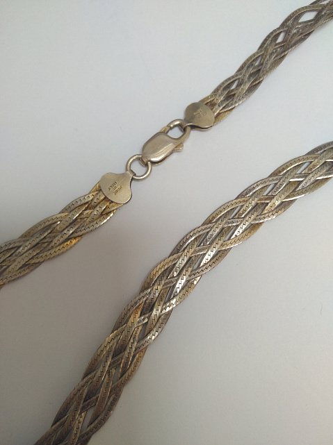 Серебряная цепь с плетением Косичка (33832517) 1