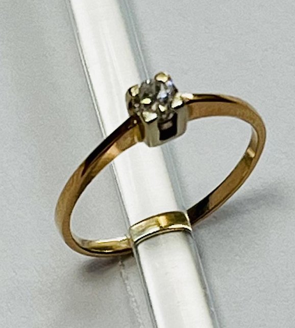 Кольцо из красного и белого золота с цирконием (33699212) 1