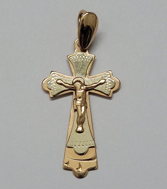 Підвіс-хрест з червоного та білого золота (31823789) 0