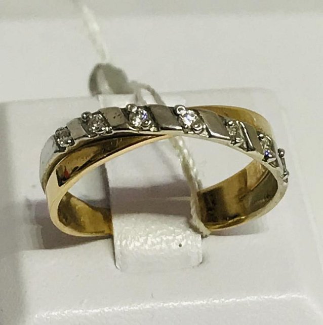 Кольцо из красного и белого золота с цирконием (29782601) 2