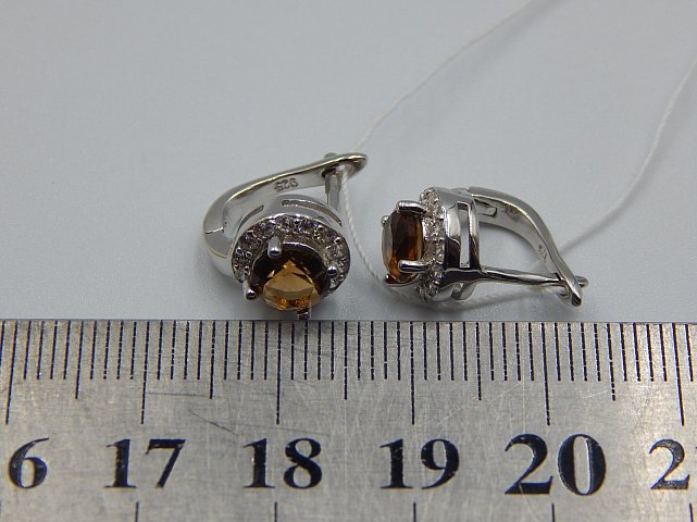 Серебряные серьги с цирконием (30536424) 1