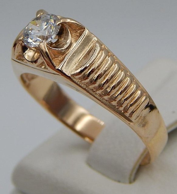 Перстень из красного золота с цирконием (28938445) 2